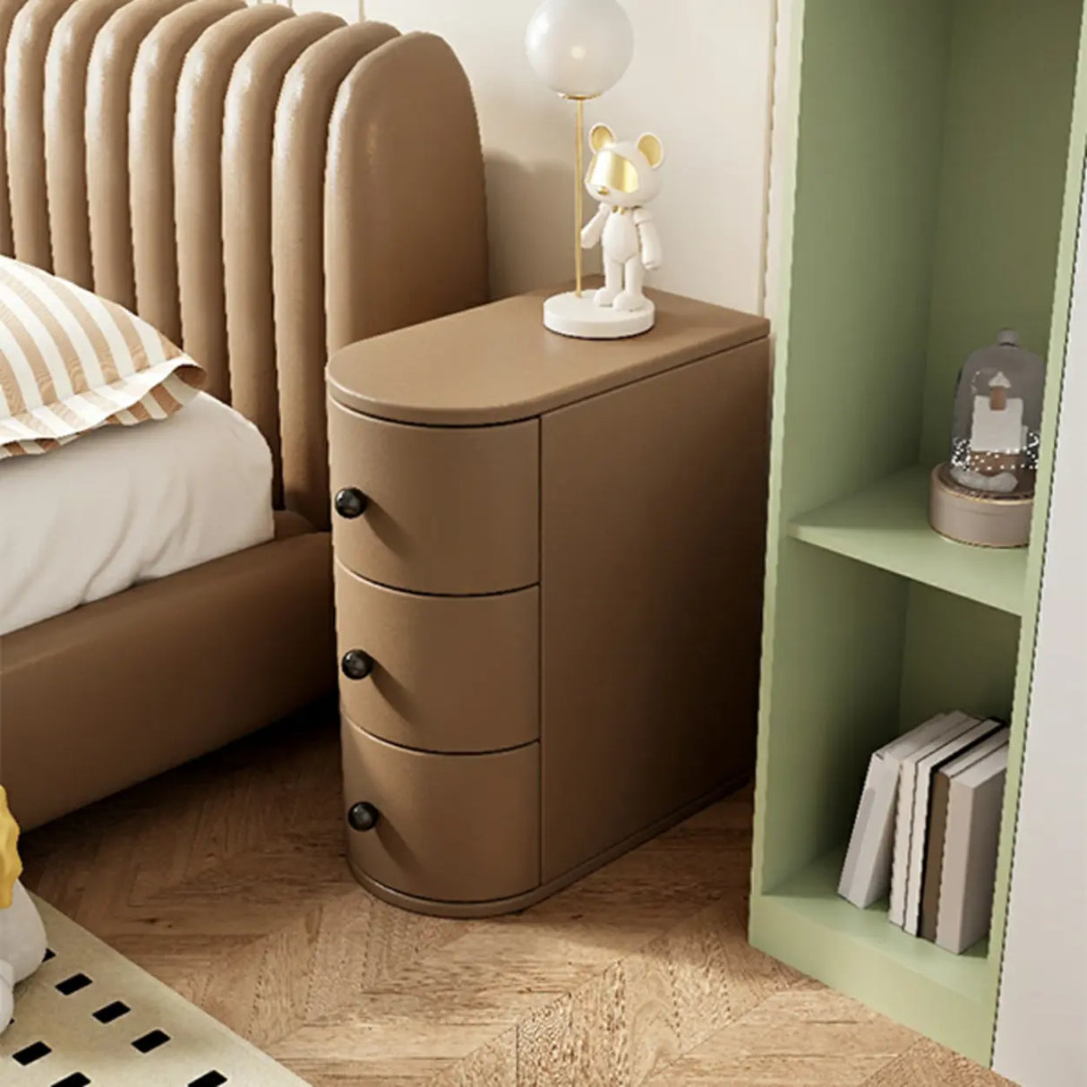 Leather Countertop Kids Nightstand with Three Drawers Image - 4