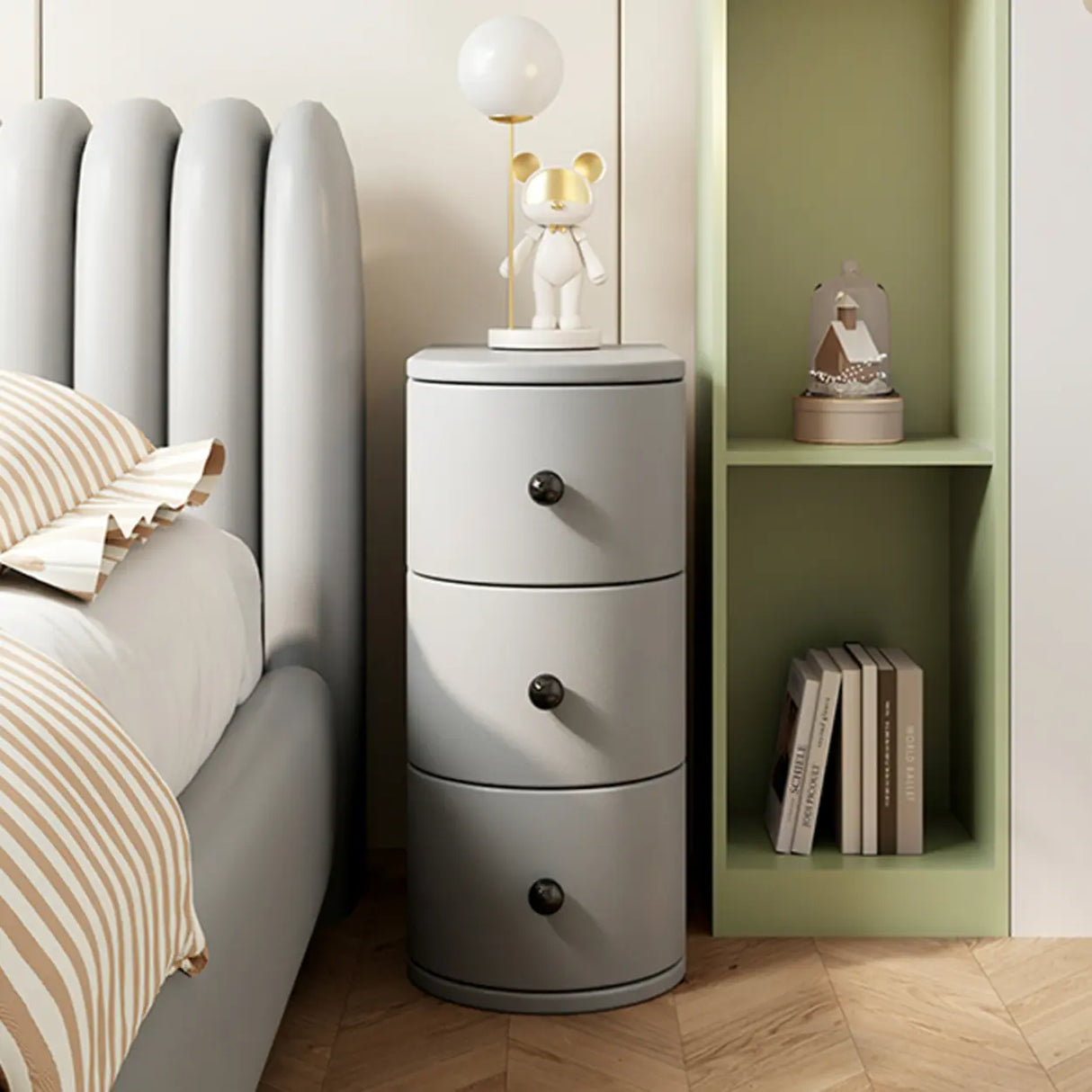 Leather Countertop Kids Nightstand with Three Drawers Image - 5