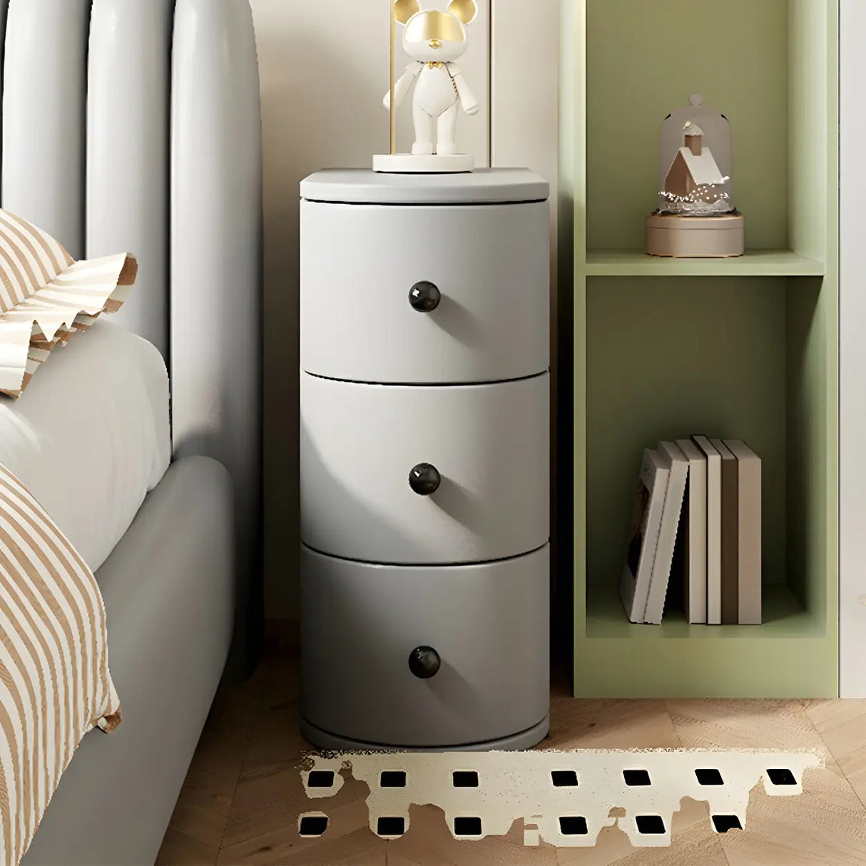 Leather Countertop Kids Nightstand with Three Drawers Image - 6
