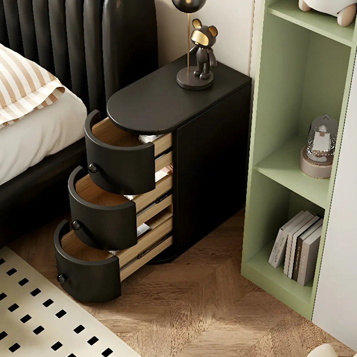 Leather Countertop Kids Nightstand with Three Drawers Image - 8