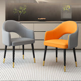 Leather Curved Back Accent Chair with Black-Gold Legs Image - 1