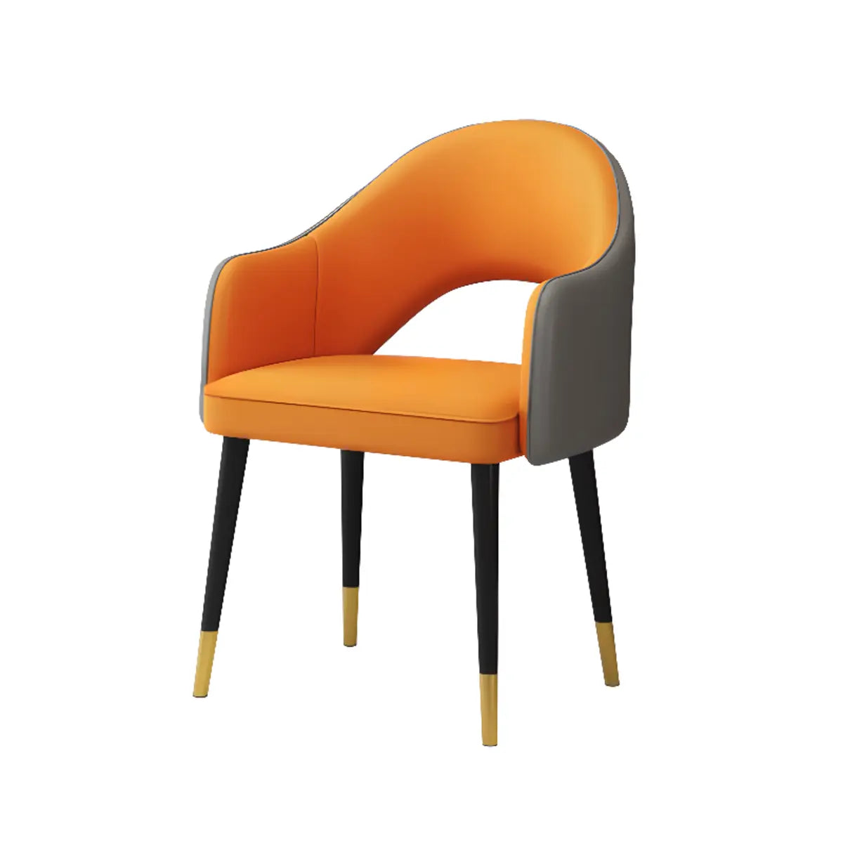 Leather Curved Back Accent Chair with Black-Gold Legs Image - 10