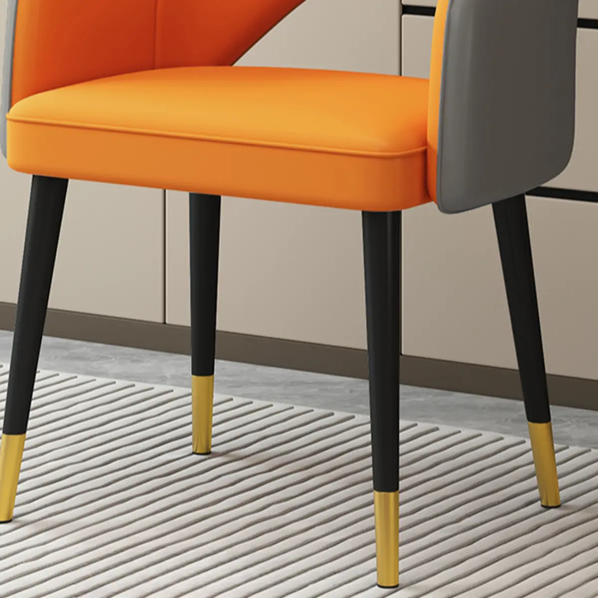 Leather Curved Back Accent Chair with Black-Gold Legs Image - 11