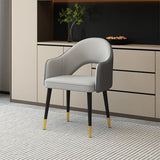 Leather Curved Back Accent Chair with Black-Gold Legs Image - 14