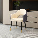 Leather Curved Back Accent Chair with Black-Gold Legs Image - 15