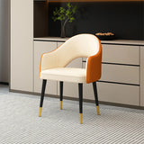 Leather Curved Back Accent Chair with Black-Gold Legs Image - 17