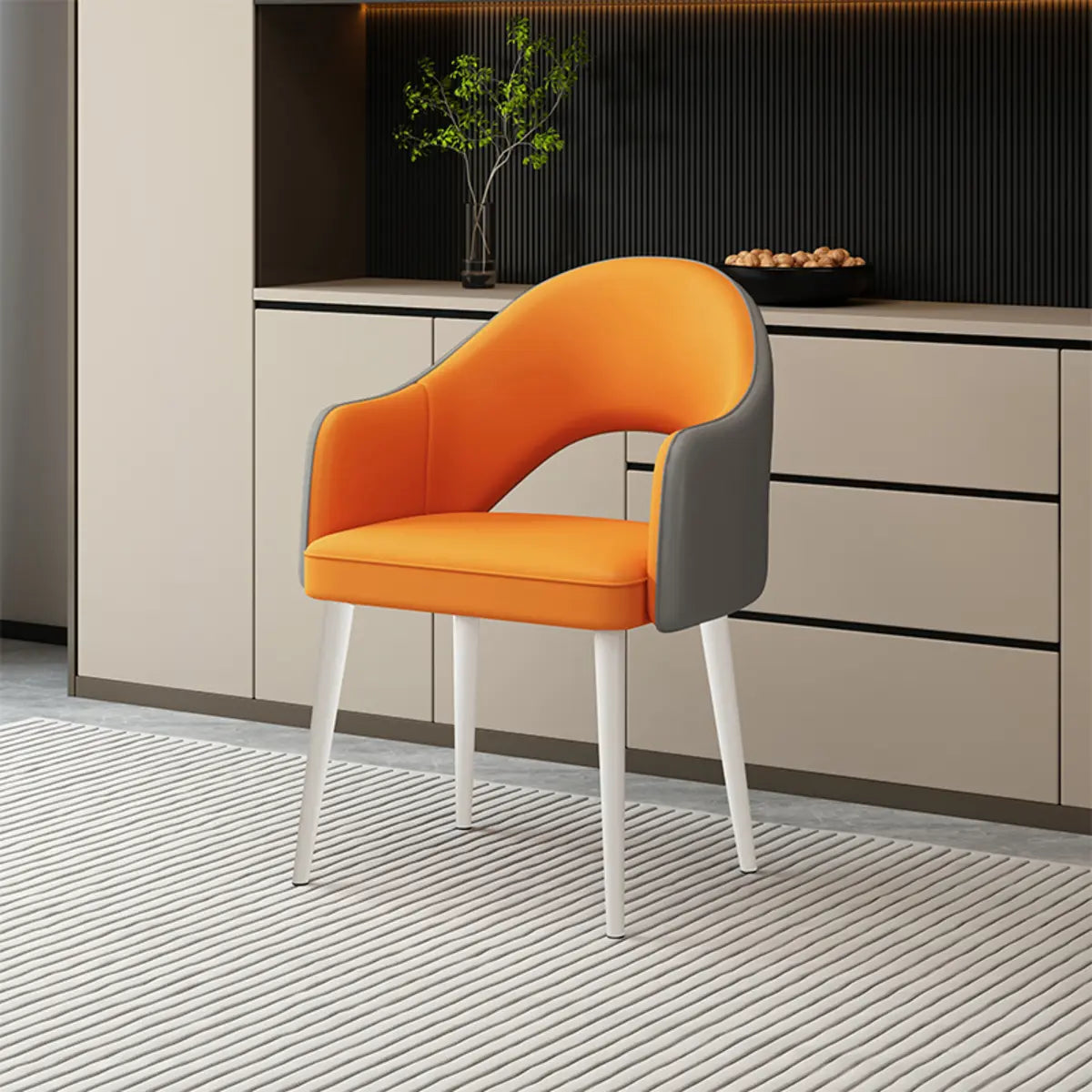 Leather Curved Back Accent Chair with Black-Gold Legs Image - 19