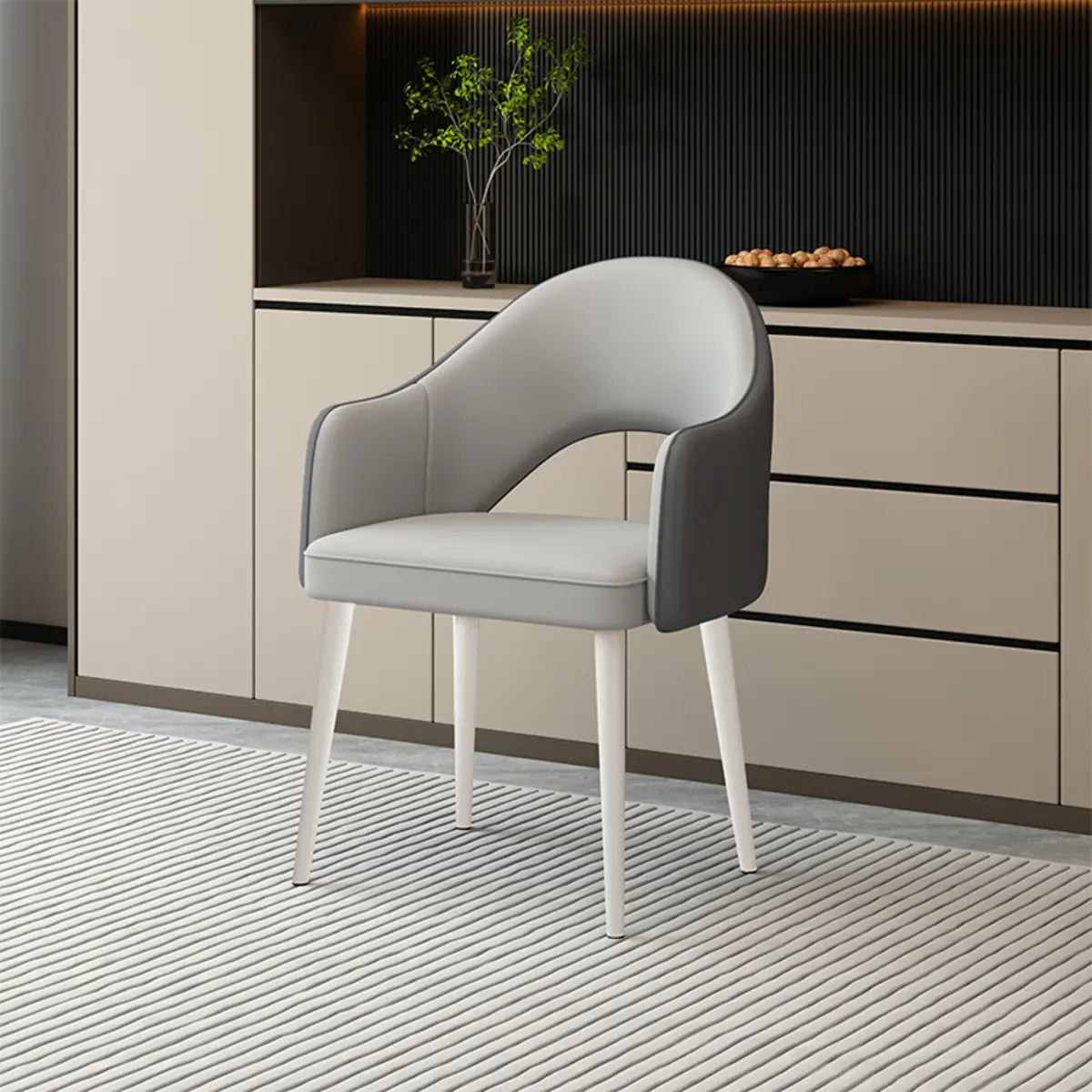 Leather Curved Back Accent Chair with Black-Gold Legs Image - 20