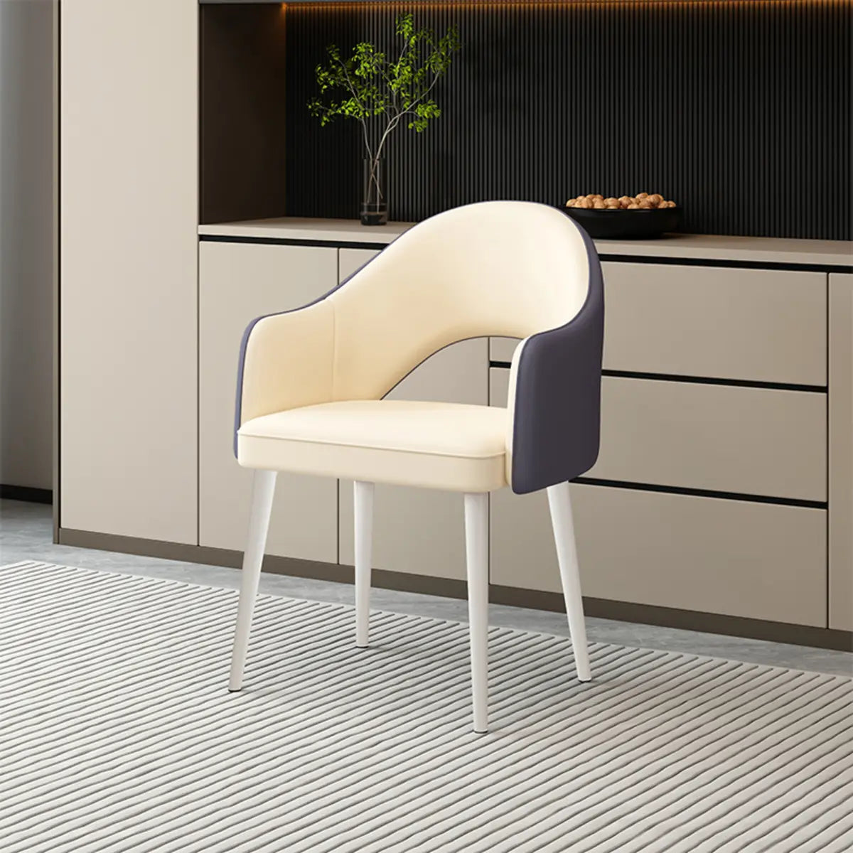 Leather Curved Back Accent Chair with Black-Gold Legs Image - 21