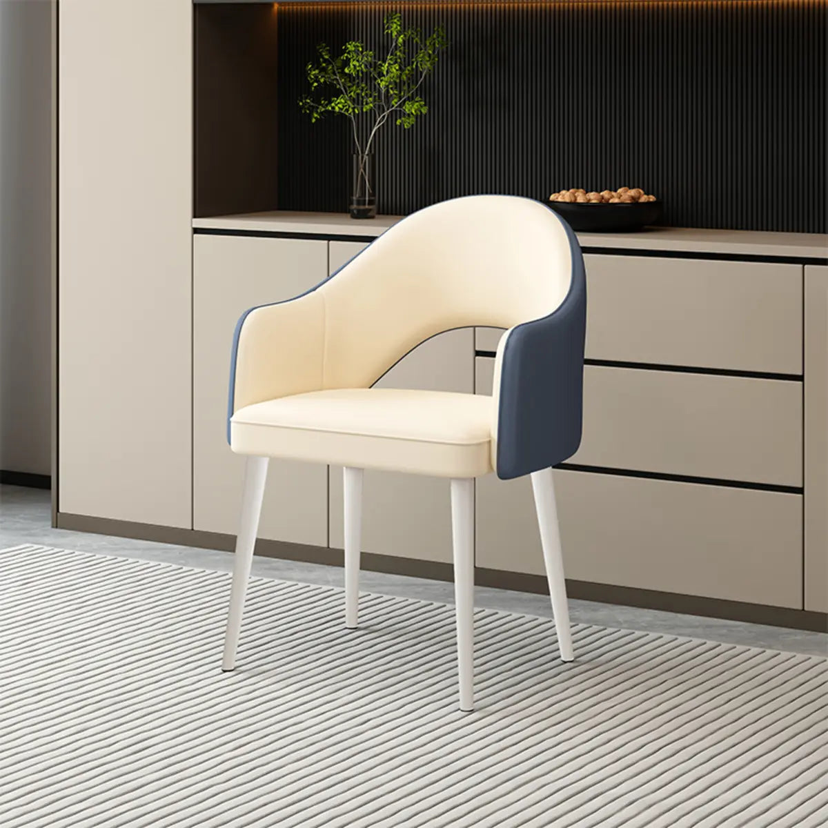 Leather Curved Back Accent Chair with Black-Gold Legs Image - 22