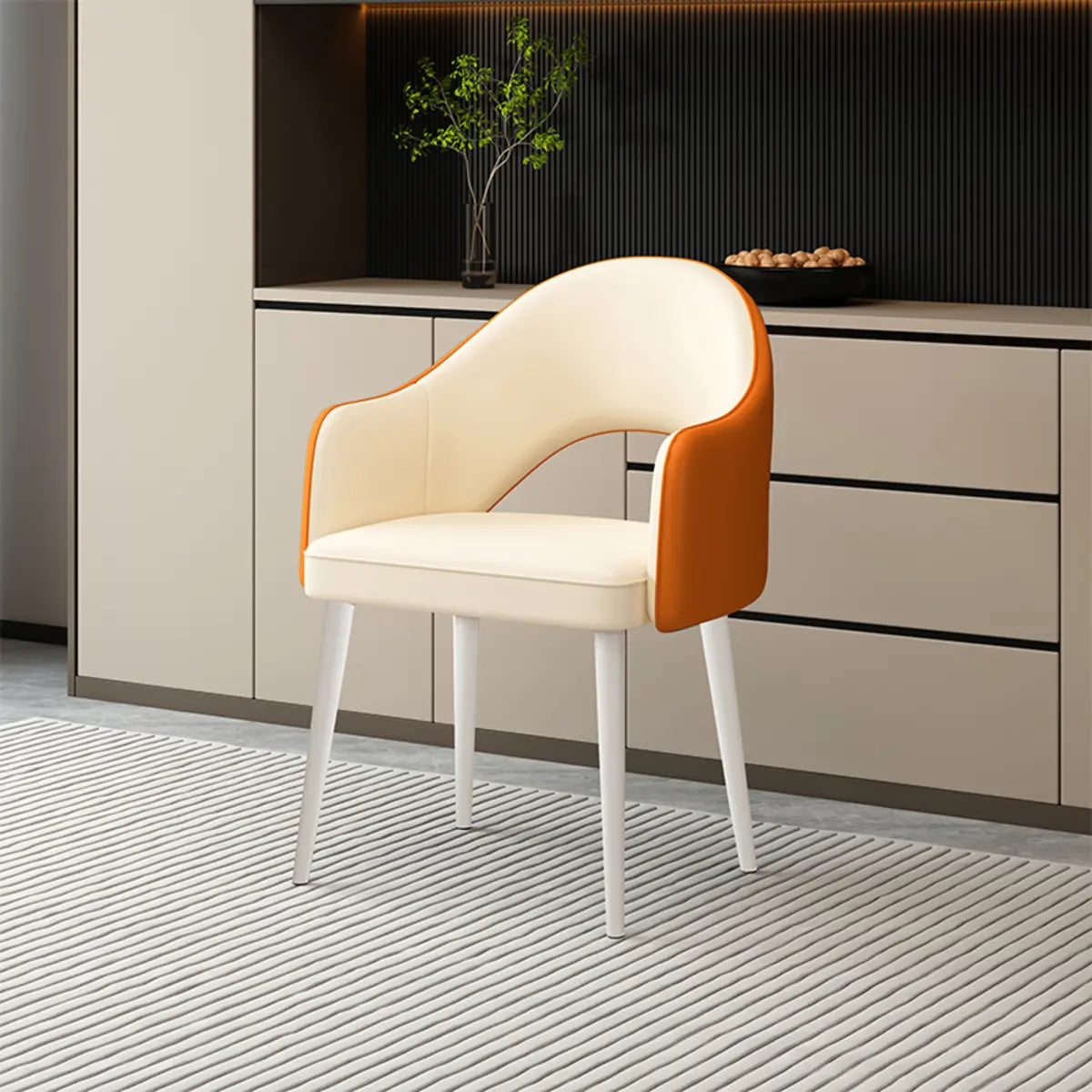 Leather Curved Back Accent Chair with Black-Gold Legs Image - 23