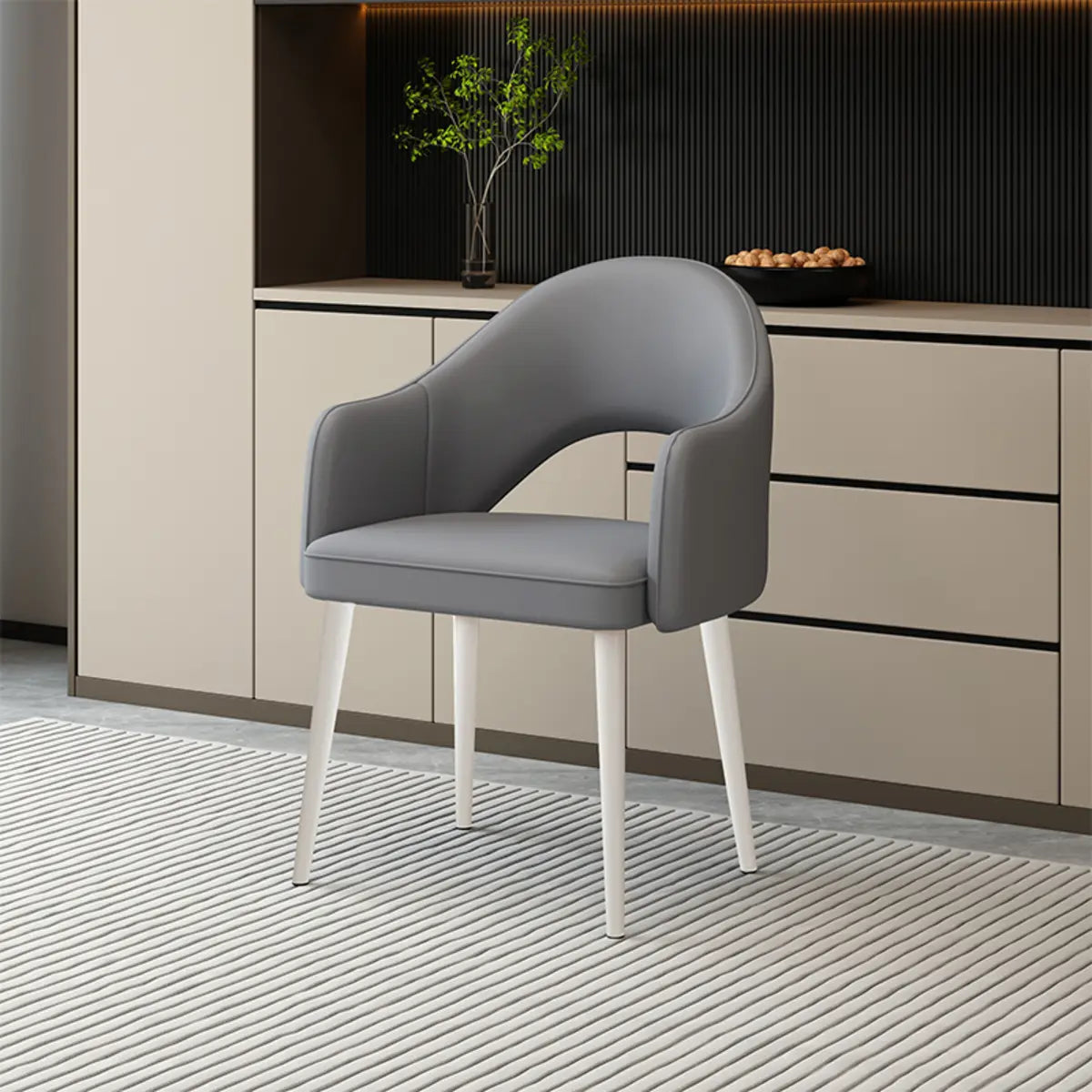 Leather Curved Back Accent Chair with Black-Gold Legs Image - 24