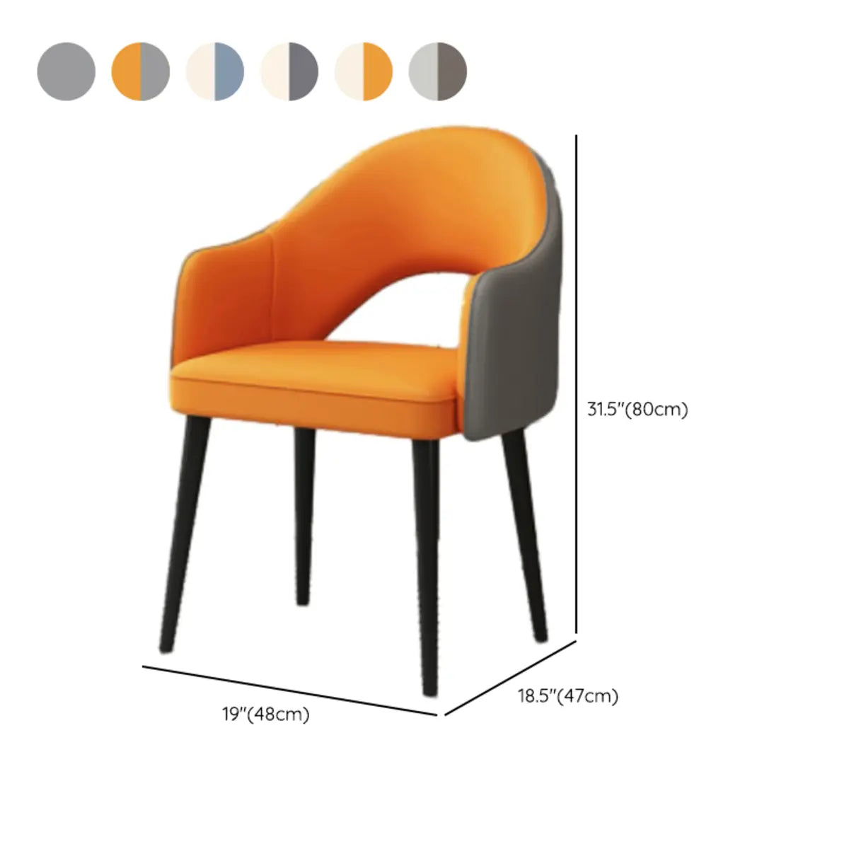 Leather Curved Back Accent Chair with Black-Gold Legs 