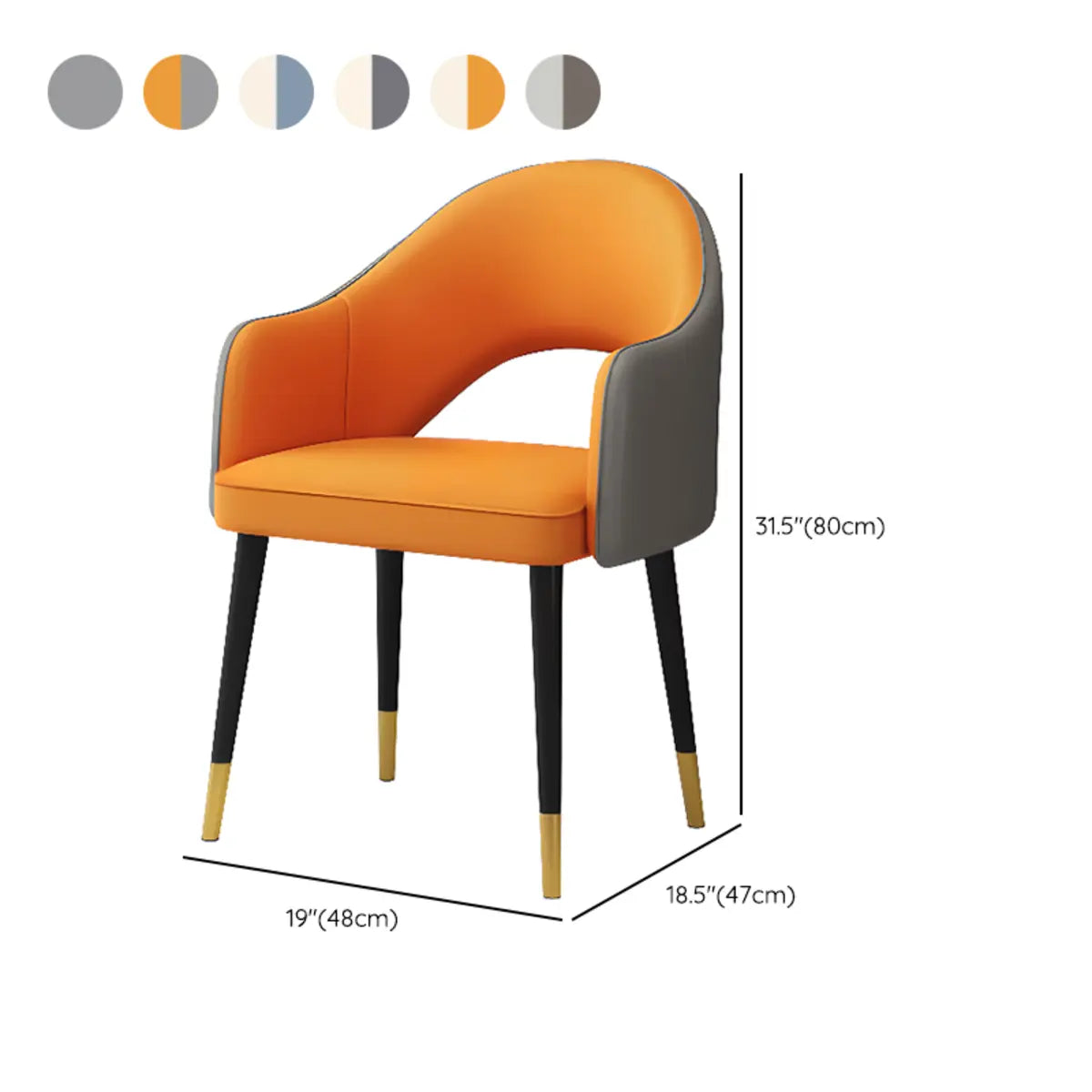 Leather Curved Back Accent Chair with Black-Gold Legs Image - 26