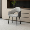 Leather Curved Back Accent Chair with Black-Gold Legs Image - 3