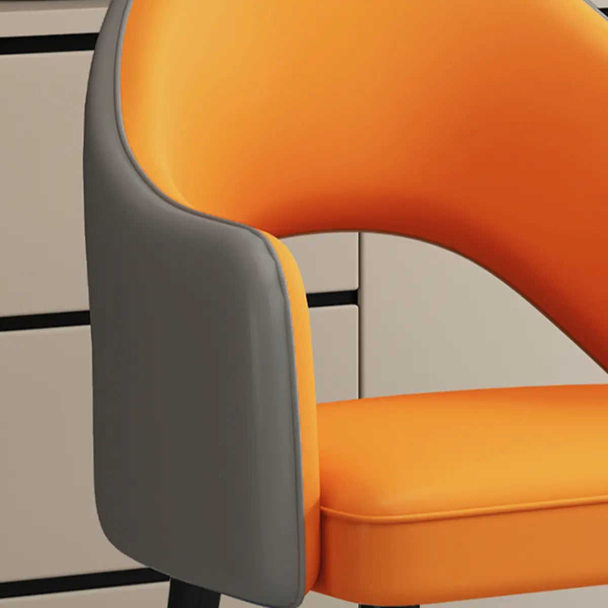 Leather Curved Back Accent Chair with Black-Gold Legs Image - 4