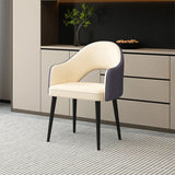 Leather Curved Back Accent Chair with Black-Gold Legs Image - 5