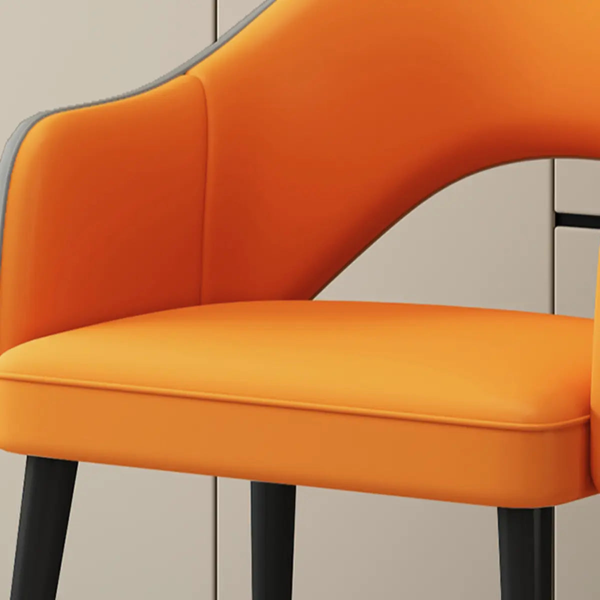 Leather Curved Back Accent Chair with Black-Gold Legs Image - 6