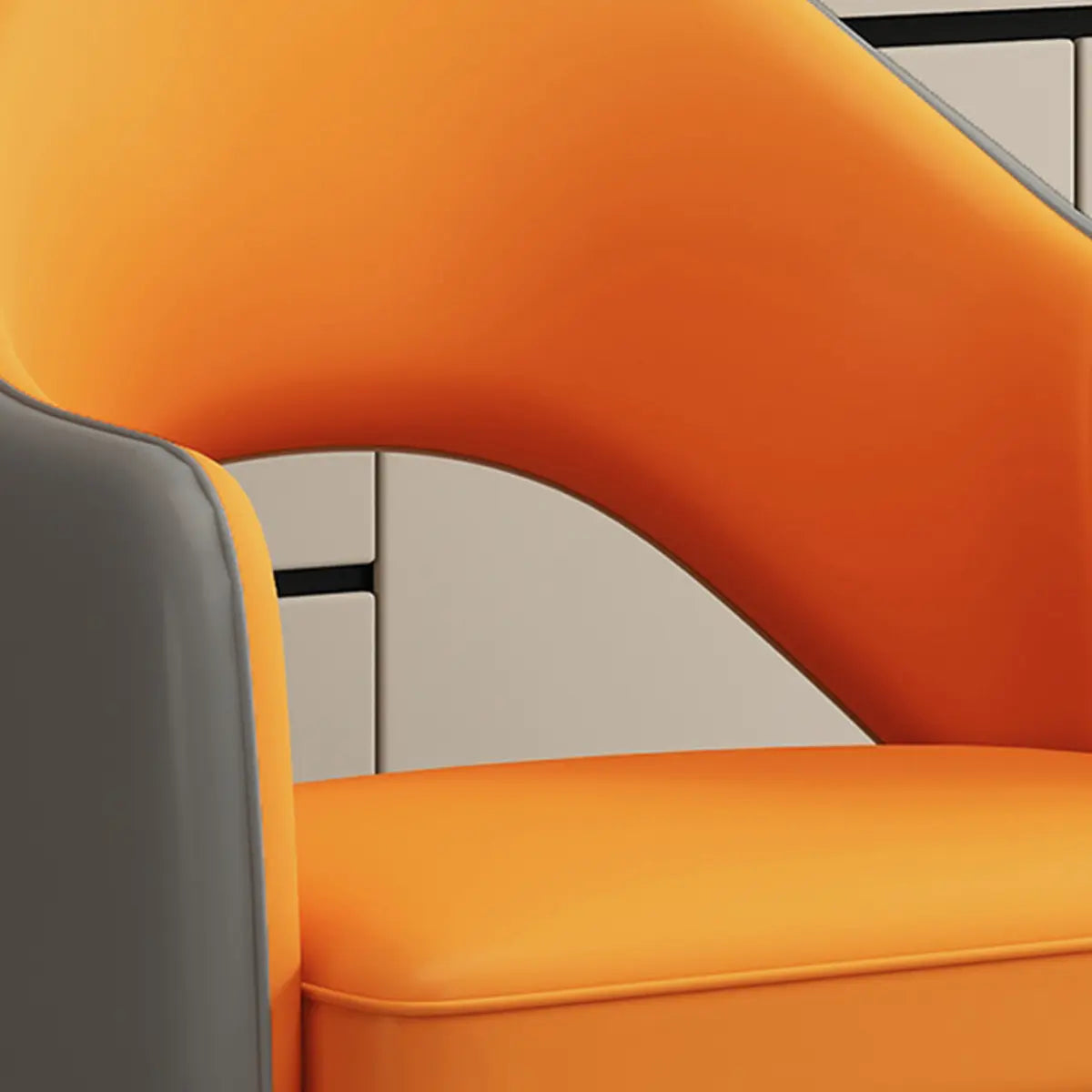 Leather Curved Back Accent Chair with Black-Gold Legs Image - 8