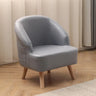 Leather Curved Back Accent Chair with Natural Four Legs Image - 13