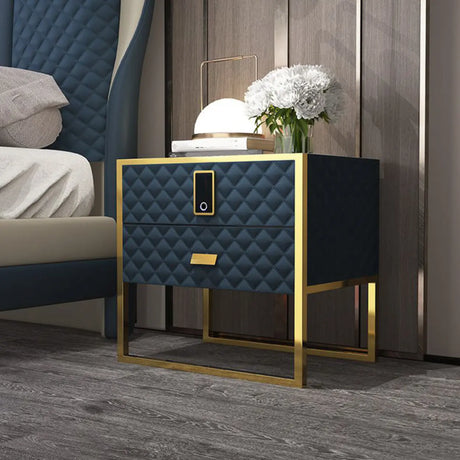 Leather Frame Drawer Kids Nightstand with Smart Control Image - 1
