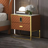 Leather Frame Drawer Kids Nightstand with Smart Control Image - 11