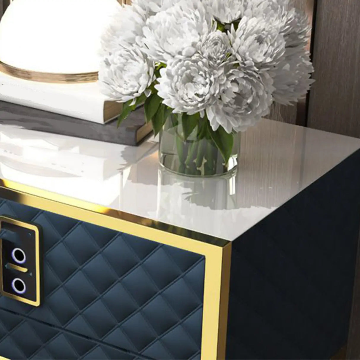 Leather Frame Drawer Kids Nightstand with Smart Control Image - 15
