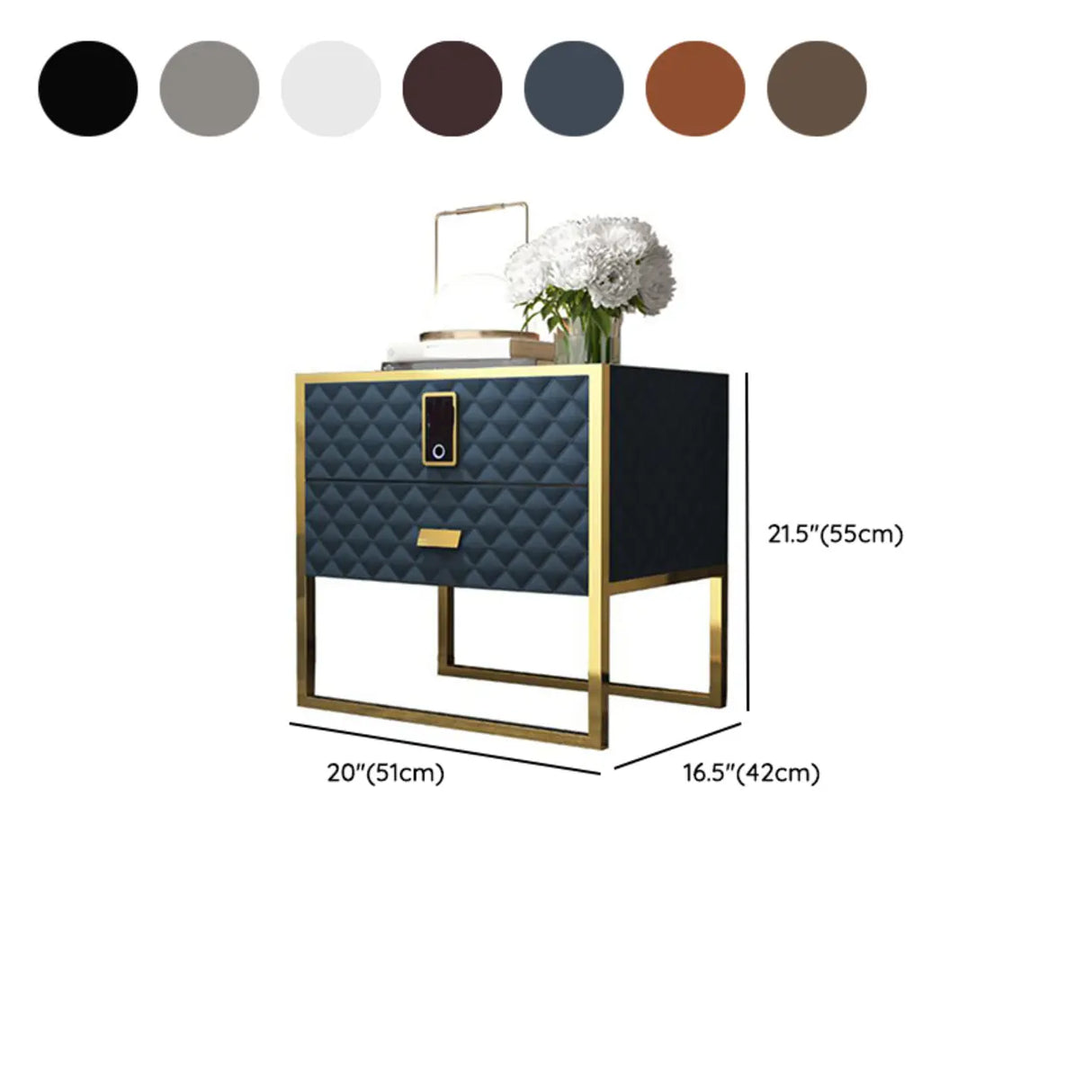 Leather Frame Drawer Kids Nightstand with Smart Control 