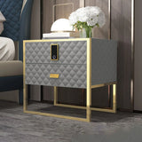 Leather Frame Drawer Kids Nightstand with Smart Control Image - 4