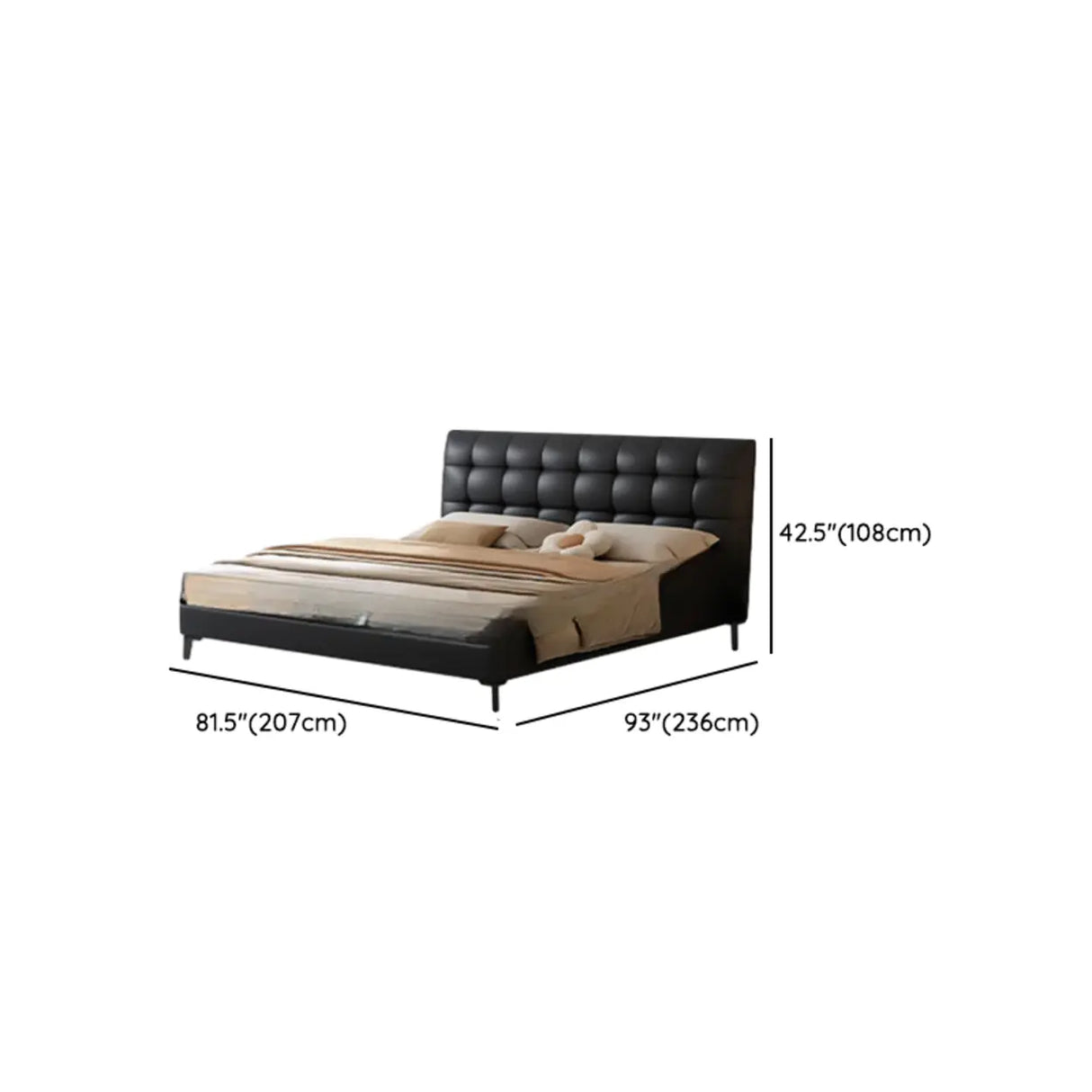 Leather Headboard Black King Storage Bed with Drawers Image - 18