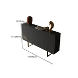 Leather Top Rectangular Metal Black Storage Console Table Image - 12