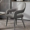 Leather Upholstered Open Back Arm Chair with Gray Legs Image - 1