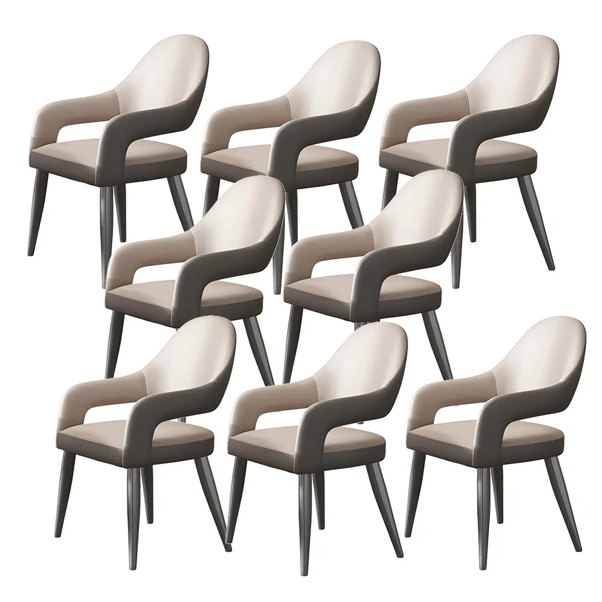 Leather Upholstered Open Back Arm Chair with Gray Legs Image - 10