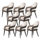 Leather Upholstered Open Back Arm Chair with Gray Legs Image - 10