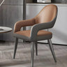 Leather Upholstered Open Back Arm Chair with Gray Legs Image - 11