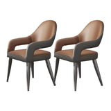 Leather Upholstered Open Back Arm Chair with Gray Legs Image - 13
