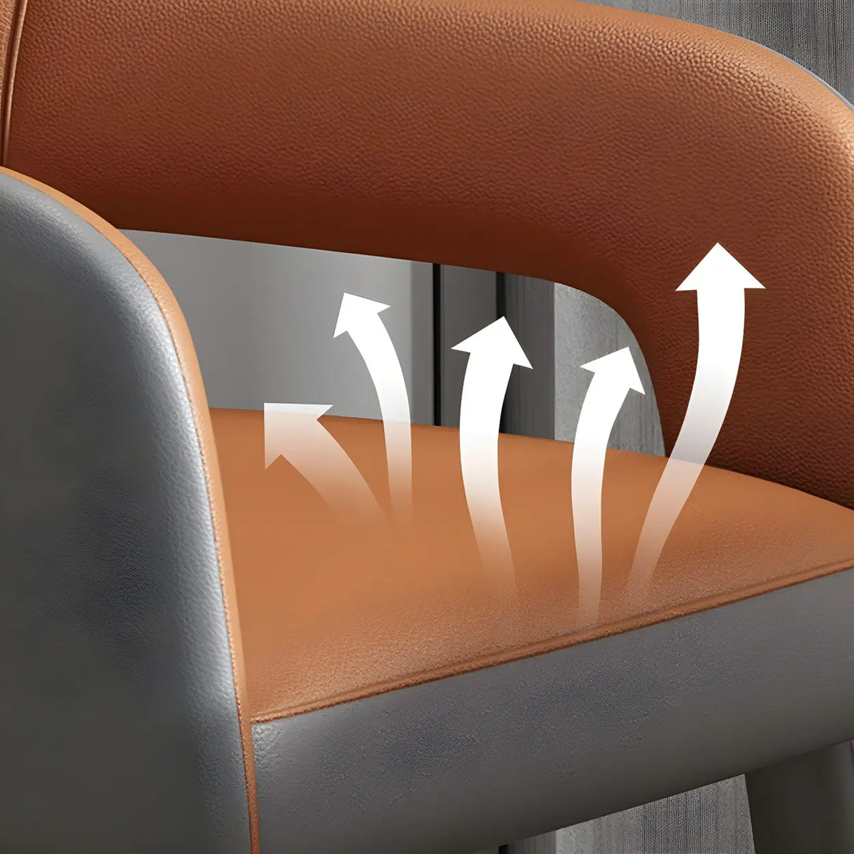 Leather Upholstered Open Back Arm Chair with Gray Legs Image - 14