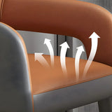 Leather Upholstered Open Back Arm Chair with Gray Legs Image - 14