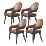 Leather Upholstered Open Back Arm Chair with Gray Legs Image - 16