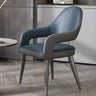 Leather Upholstered Open Back Arm Chair with Gray Legs Image - 19