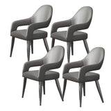 Leather Upholstered Open Back Arm Chair with Gray Legs Image - 23