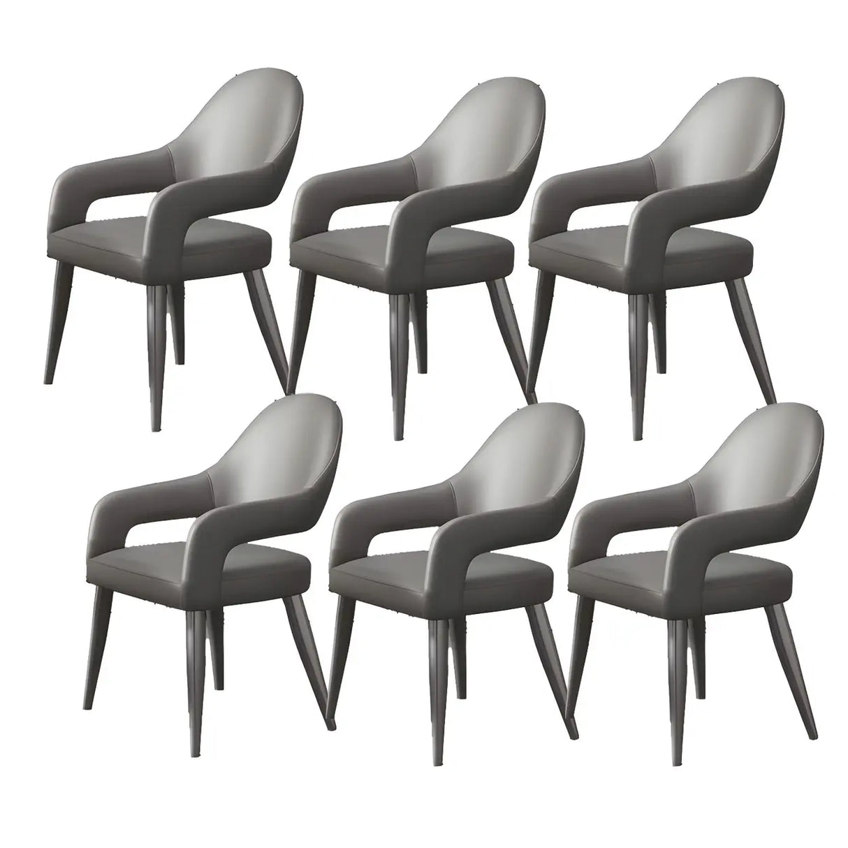 Leather Upholstered Open Back Arm Chair with Gray Legs Image - 24