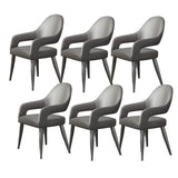 Leather Upholstered Open Back Arm Chair with Gray Legs Image - 24
