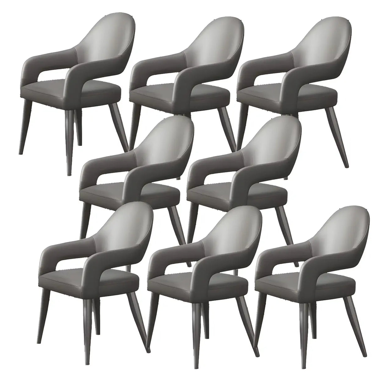 Leather Upholstered Open Back Arm Chair with Gray Legs Image - 25