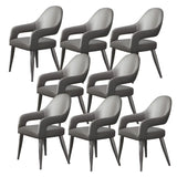 Leather Upholstered Open Back Arm Chair with Gray Legs Image - 25