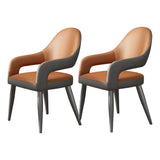 Leather Upholstered Open Back Arm Chair with Gray Legs Image - 27