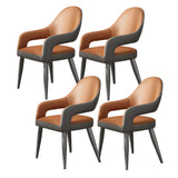 Leather Upholstered Open Back Arm Chair with Gray Legs Image - 28