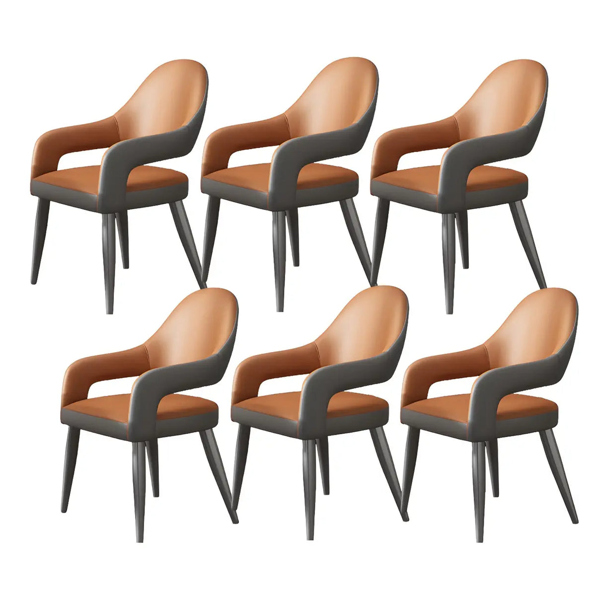 Leather Upholstered Open Back Arm Chair with Gray Legs Image - 29