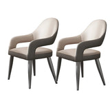 Leather Upholstered Open Back Arm Chair with Gray Legs Image - 3