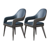 Leather Upholstered Open Back Arm Chair with Gray Legs Image - 32